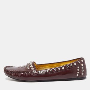 Prada Burgundy Patent Leather Studded Loafers Size 39, Loafers & Slip-Ons - Luxury Closet catalog