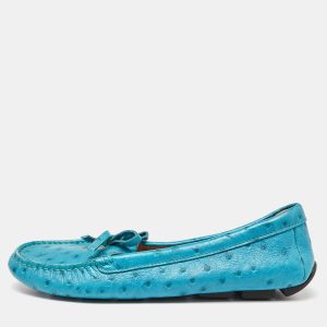 Prada Blue Embossed Ostrich Bow Slip On Loafers Size 36, Loafers & Slip-Ons - Luxury Closet catalog