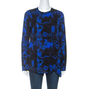 Proenza Schouler Indigo Graffiti Print Silk Layered Top S, Shirts & Tops - Luxury Closet