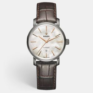 Rado Mother Of Pearl Stainless Steel Leather Diamaster R14026926 Women's Wristwatch 33 mm, Watches - Luxury Closet catalog