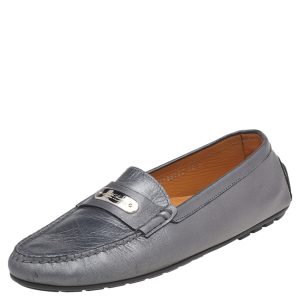 Ralph Lauren Collection Metallic Grey Leather Slip On Loafers Size 40, Loafers & Slip-Ons - Luxury Closet catalog