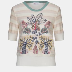 Red Valentino Cream Embroidered Cotton Sweater XS, Sweaters & Cardigans - Luxury Closet catalog