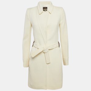 Roberto Cavalli Off White Wool Belted Mid-Length Coat S, Coats & Jackets - Luxury Closet catalog