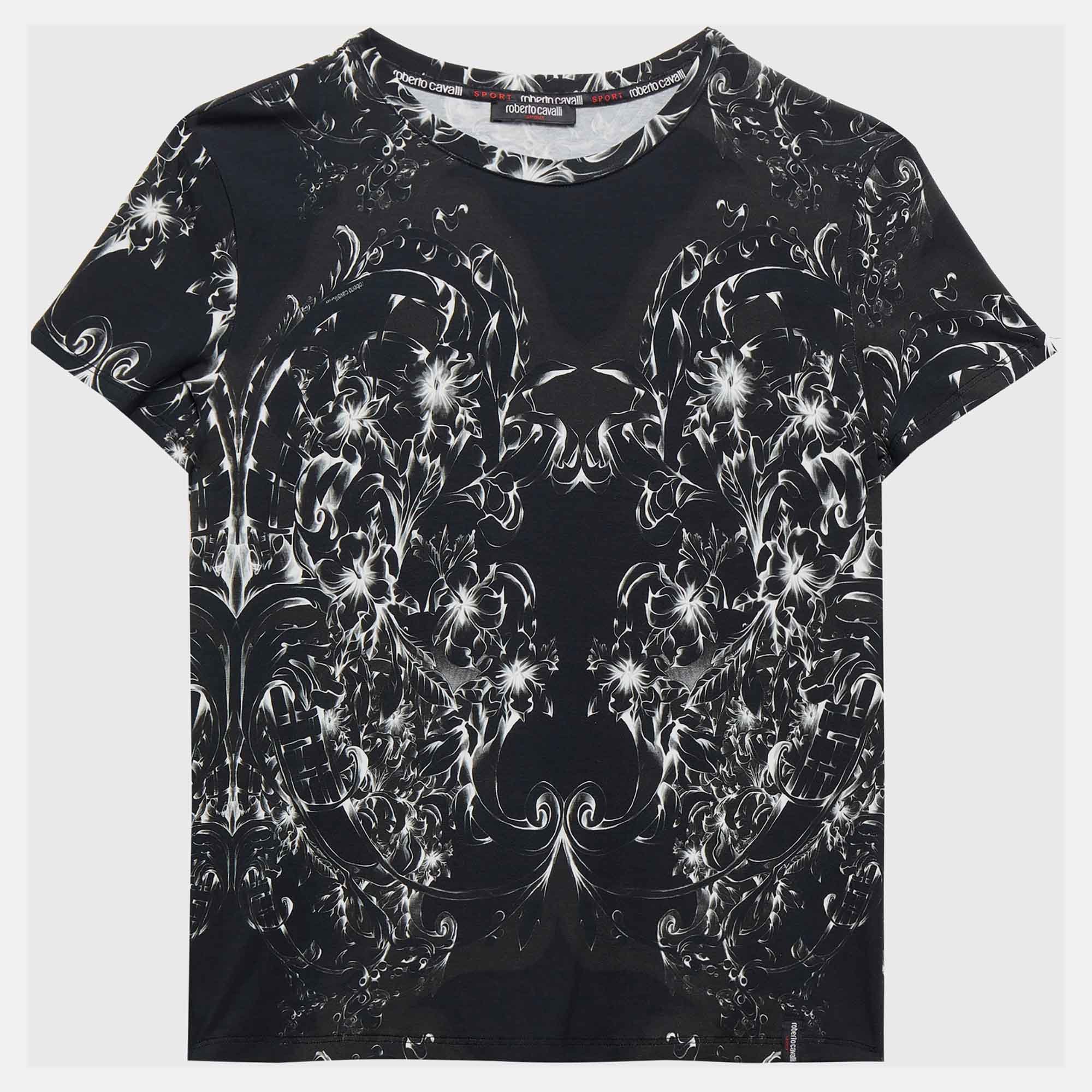 Roberto Cavalli Black Printed Cotton Active T-Shirt L, Shirts & Tops - Luxury Closet catalog