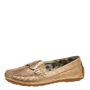 Roberto Cavalli Metallic Gold Iridescent Effect Leather Embellished Slip On Loafers Size 39, Loafers & Slip-Ons - Luxury Closet catalog