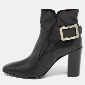 Roger Vivier Black Leather Buckle Ankle Boots Size 40.5, Boots - Luxury Closet catalog