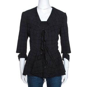 Roland Mouret Black Puckered Check Wool Blend Hanover Jacket L, Coats & Jackets - Luxury Closet catalog