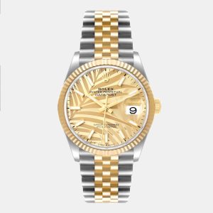 Rolex Champagne 18k Yellow Gold Stainless Steel Datejust 126233 Women's Wristwatch 36 mm, Watches - Luxury Closet catalog
