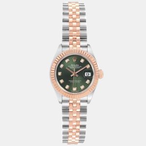 Rolex Green Diamond 18K Rose Gold And Stainless Steel Datejust 279171 Women's Wristwatch 28 mm, Watches - Luxury Closet catalog