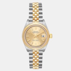Rolex Champagne 18k Yellow Gold Stainless Steel Datejust 279173 Women's Wristwatch 28 mm, Watches - Luxury Closet catalog