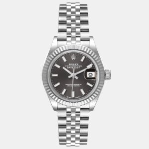 Rolex Dark Grey 18K White Gold And Stainless Steel Datejust 279174 Women's Wristwatch 28 mm, Watches - Luxury Closet catalog