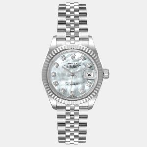 Rolex Diamond MOP 18K White Gold And Stainless Steel Datejust 279174 Women's Wristwatch 28 mm, Watches - Luxury Closet catalog