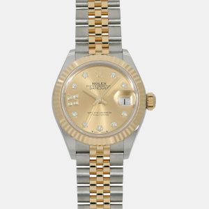 Rolex Champagne 18k Yellow Gold Stainless Steel Diamond Datejust 279173 Automatic Women's Wristwatch 28 mm, Watches - Luxury Closet catalog