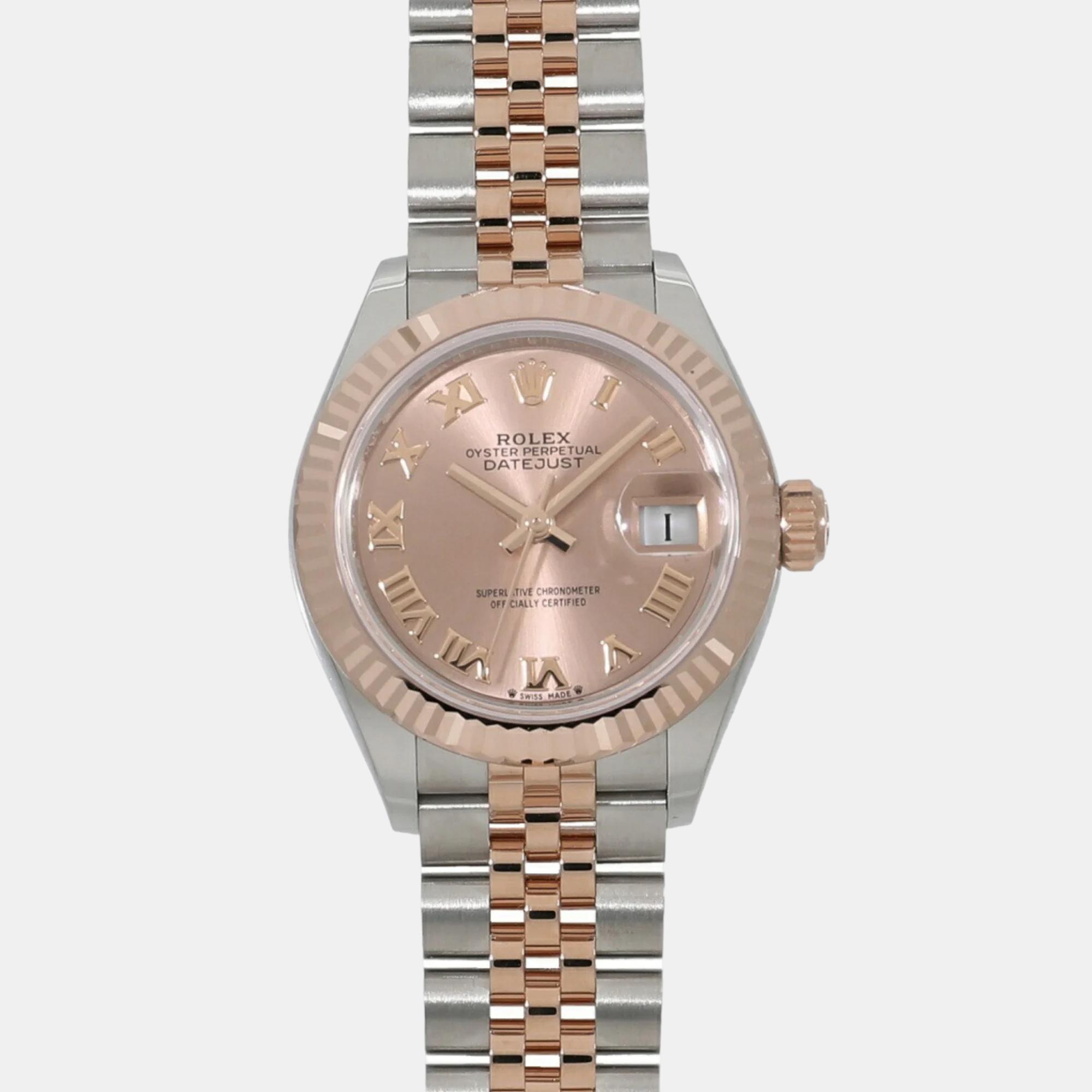 Rolex Pink 18k Rose Gold Diamond Stainless Steel Datejust 279171 Automatic Women's Wristwatch 28 mm, Watches - Luxury Closet catalog