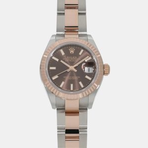 Rolex Brown 18k Rose Gold Diamond Stainless Steel Datejust 279171 Automatic Women's Wristwatch 28 mm, Watches - Luxury Closet catalog