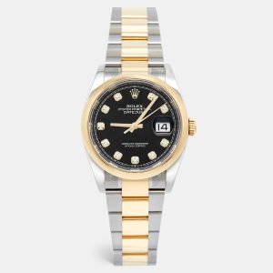 Rolex Black Diamond 18k Yellow Gold Stainless Steel Datejust 126203 Women's Wristwatch 36 mm, Watches - Luxury Closet catalog