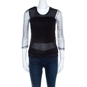 Saint Laurent Paris Black Bead Embellished Mesh Long Sleeve Top XS, Shirts & Tops - Luxury Closet catalog