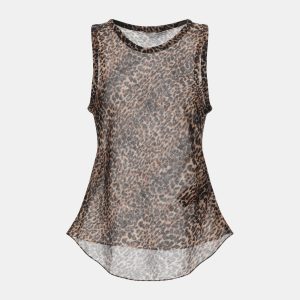 Saint Laurent Paris Brown Animal Print Wool Sleeveless Top S (FR 36), Shirts & Tops - Luxury Closet catalog
