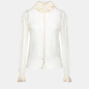 Saint Laurent Paris Cream Lurex Striped Silk Shirt M (FR 38), Shirts & Tops - Luxury Closet catalog