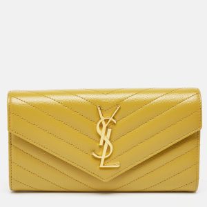 Saint Laurent Mustard Yellow Matelasse Leather Large Cassandre Flap Wallet, Wallets & Money Clips - Luxury Closet catalog
