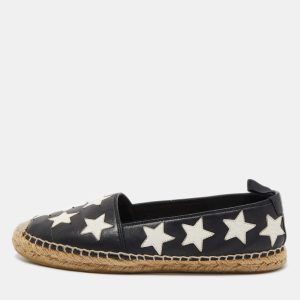 Saint Laurent Black/White Leather Star Embellished Espadrille Flats Size 36, Loafers & Slip-Ons - Luxury Closet catalog
