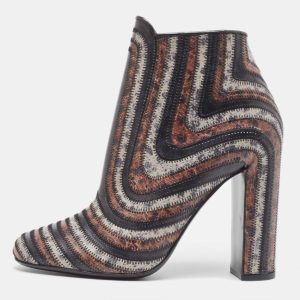 Salvatore Ferragamo Multicolor Printed Leather Feeling Ankle Boots Size 39.5, Boots - Luxury Closet