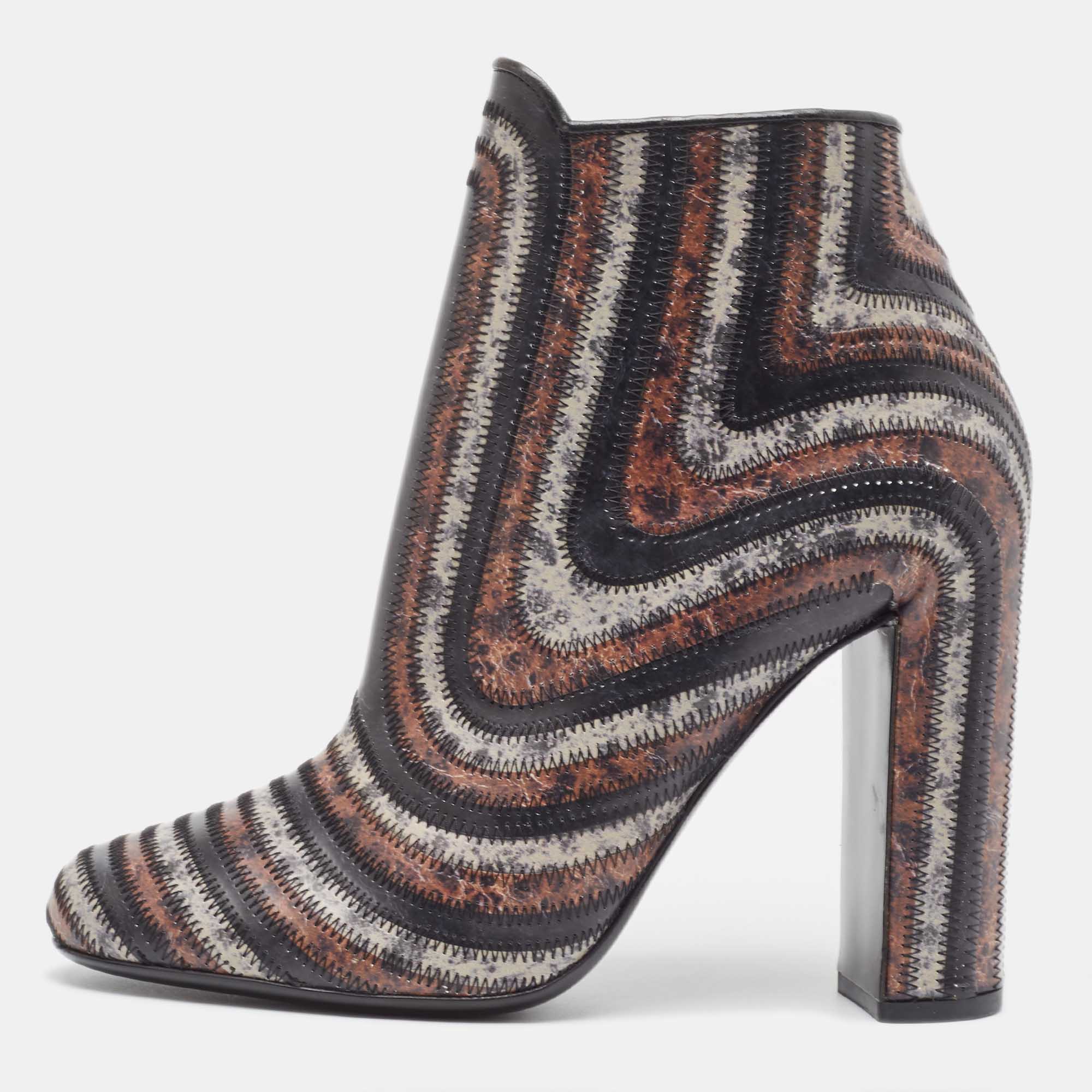 Salvatore Ferragamo Multicolor Printed Leather Feeling Ankle Boots Size 39.5, Boots - Luxury Closet catalog