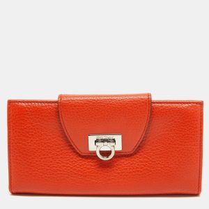 Salvatore Ferragamo Orange Leather Gancini Clasp Flap Wallet, Wallets & Money Clips - Luxury Closet catalog