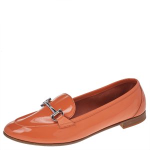 Salvatore Ferragamo Orange Patent Leather Funes Gancio Bit Loafers Size 40.5, Loafers & Slip-Ons - Luxury Closet catalog