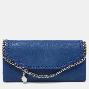 Stella McCartney Blue Shimmer Faux Suede Falabella Flap Wallet, Wallets & Money Clips - Luxury Closet catalog