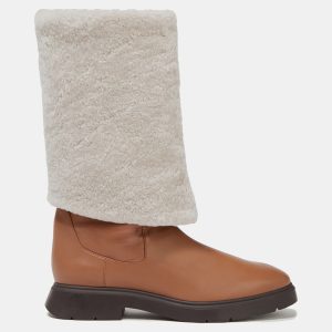 Stuart Weitzman Leather and Shearling Mid Calf Boots Size 36.5, Boots - Luxury Closet catalog