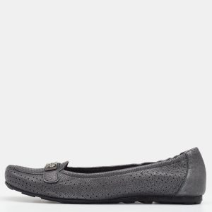 Stuart Weitzman Metallic Grey Perforated Leather Crystal Embellished Slip On Loafers Size 41, Loafers & Slip-Ons - Luxury Closet catalog
