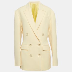 The Attico Pastel Yellow Stretch Knit Double Breasted April Blazer M, Coats & Jackets - Luxury Closet catalog