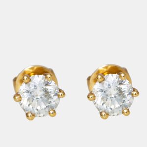 18k Yellow Gold 0.98 ct Diamond Earrings, Earrings - Luxury Closet catalog