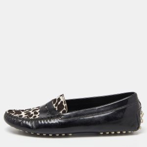 Tod's Black Patent Leather And Calf  Hair Gommino Penny Loafers Size 36, Loafers & Slip-Ons - Luxury Closet catalog