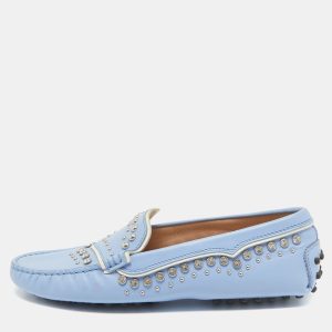 Tod's Blue Leather Crystal Embellished Loafers Size 37, Loafers & Slip-Ons - Luxury Closet catalog