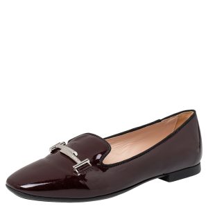 Tod's Burgundy Patent Leather Double T Smoking Slippers Size 38, Loafers & Slip-Ons - Luxury Closet catalog