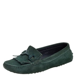 Tod's Green Suede Fringe Slip On Loafers Size 36.5, Loafers & Slip-Ons - Luxury Closet catalog