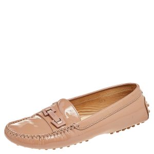 Tod's Beige Patent Leather Logo Bit Slip On Loafers Size 37.5, Loafers & Slip-Ons - Luxury Closet catalog