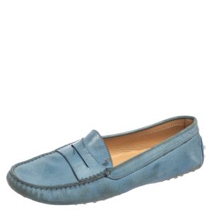 Tod's Light Blue Leather Penny Slip On Loafers Size 39, Loafers & Slip-Ons - Luxury Closet catalog
