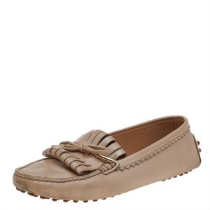 Tod's Beige Leather Fringe Slip on Loafers Size 36.5, Loafers & Slip-Ons - Luxury Closet catalog