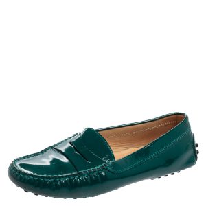 Tod's Green Patent Leather Gommini Penny Loafers Size 36, Loafers & Slip-Ons - Luxury Closet catalog