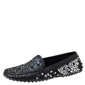 Tod's Black/Silver Sequins Mosaic Leather Driver Loafers Size 36, Loafers & Slip-Ons - Luxury Closet catalog