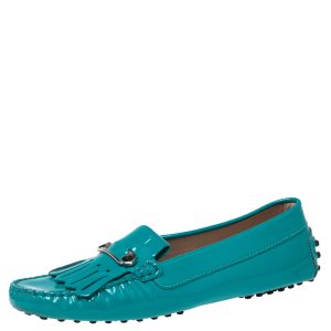 Tod's Turquoise Patent Leather Fringe Loafers Size 36, Loafers & Slip-Ons - Luxury Closet catalog