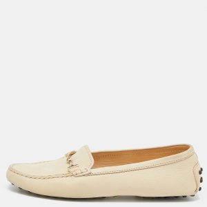 Tod's Beige Iridescent Leather Bit Slip On Loafers Size 37.5, Loafers & Slip-Ons - Luxury Closet catalog