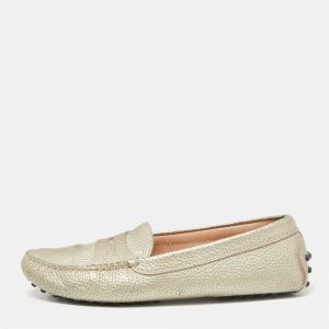 Tod's Metallic Grey Leather Penny Loafers Size 36.5, Loafers & Slip-Ons - Luxury Closet catalog