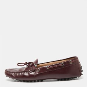 Tod's Burgundy Leather Bow Slip-On Loafers Size 37.5, Loafers & Slip-Ons - Luxury Closet catalog