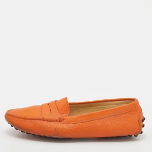 Tod's Orange Leather Penny Slip On Loafers Size 37, Loafers & Slip-Ons - Luxury Closet catalog