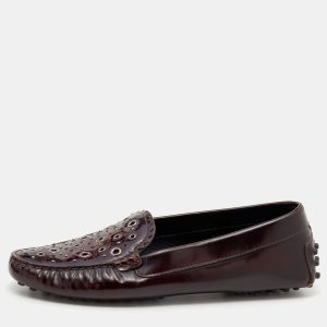 Tod's Burgundy Patent Leather Laser Cut Loafers Size 36.5, Loafers & Slip-Ons - Luxury Closet catalog