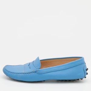 Tod's Blue Leather Gommino Slip On Loafers Size 37.5, Loafers & Slip-Ons - Luxury Closet catalog